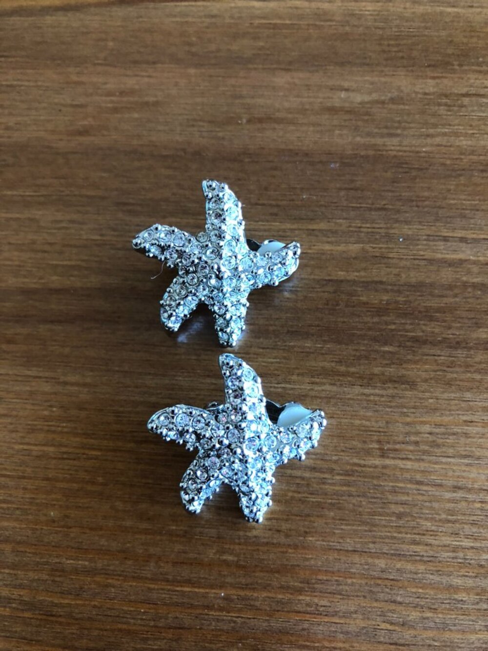 SALE 2/$29 - Vintage Silver toned Crystal Starfish Clip Back Earrings